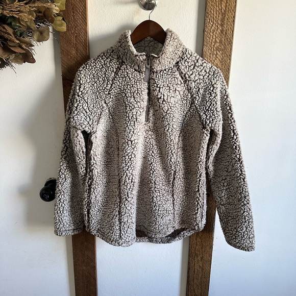 Cozy Sherpa Brown Long Sleeve Pullover 1/4 Zip Women's Small Size Cozy Warm - Picture 8 of 14